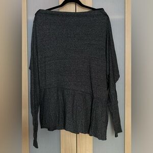 Free People We The Free Charcoal Gray Asymmetrical Ribbed Top Women's XSmall